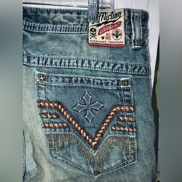👻Affliction American Custom distressed denim jeans - Picture 5 of 16